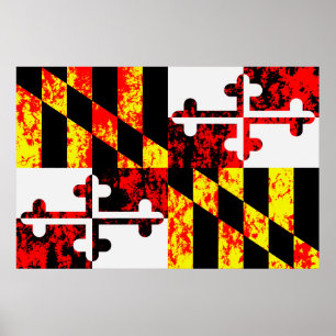 Affiche Drapeau de l'État du Maryland Pop Art