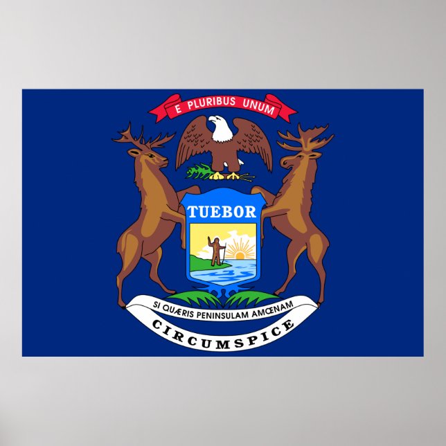 Affiche Drapeau de l'État du Michigan (Devant)
