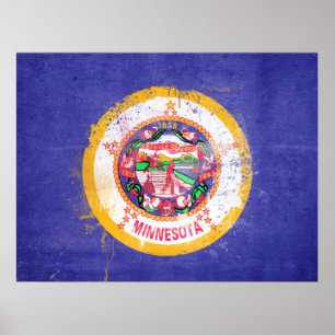 Affiche Drapeau de l'État du Minnesota en détresse