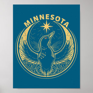 Affiche drapeau de l'état du Minnesota rebelle plongeur Mi