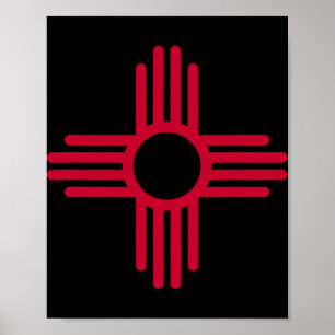 Affiche Drapeau de l'État du Nouveau-Mexique Symbole Zia F