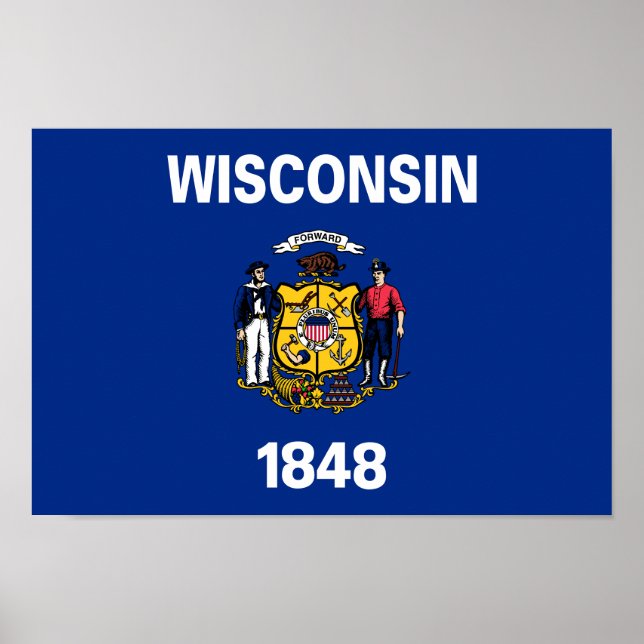 Affiche Drapeau de l'État du Wisconsin (Devant)