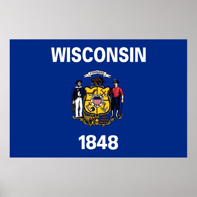 Affiche Drapeau de l'État du Wisconsin (Devant)
