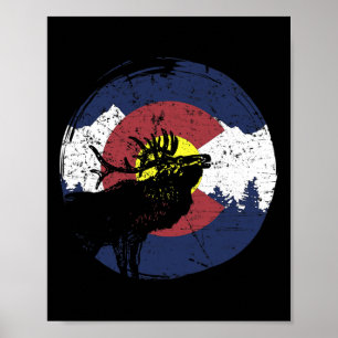 Affiche Drapeau de l'État Rétro Colorado Montagnes Rocheus