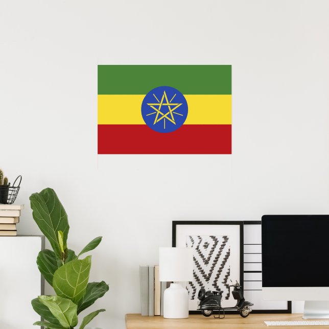 Affiche drapeau de l'Éthiopie (Bureau à domicile)