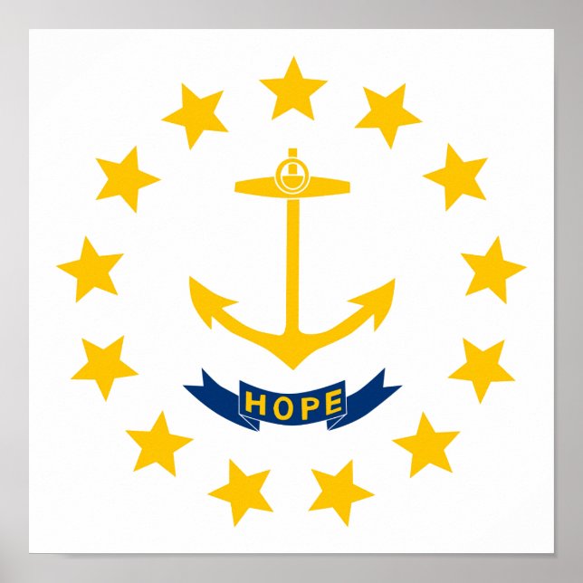 Affiche Drapeau de l'île Rhode (Devant)