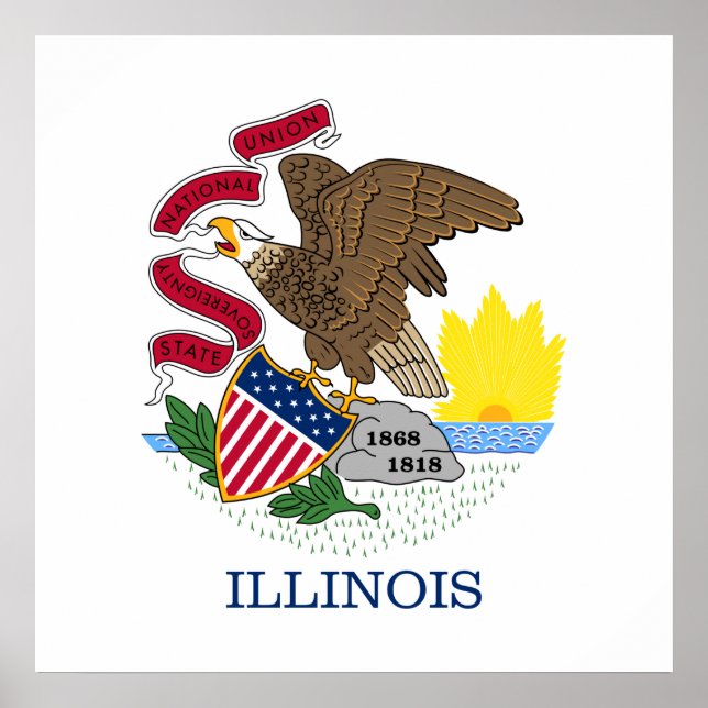 Affiche Drapeau de l'Illinois (Devant)