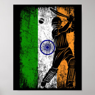 Affiche Drapeau de l'Inde Maillot de cricket indien Fan Jo