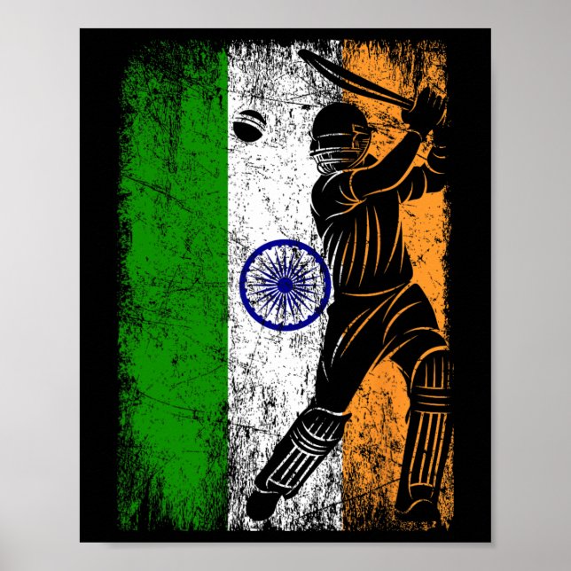 Affiche Drapeau de l'Inde Maillot de cricket indien Fan Jo (Devant)