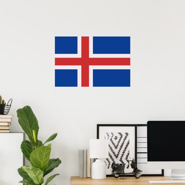 Affiche Drapeau de l'Islande (Bureau à domicile)