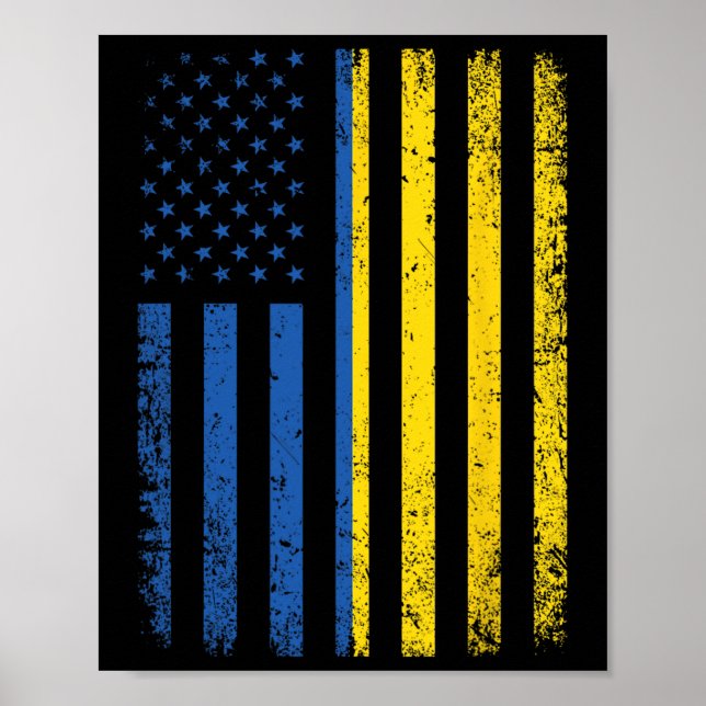 Affiche Drapeau de l'Ukraine 4 juillet États-Unis Drapeau  (Devant)