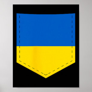 Affiche Drapeau de l'Ukraine avec poche de drapeau ukraini