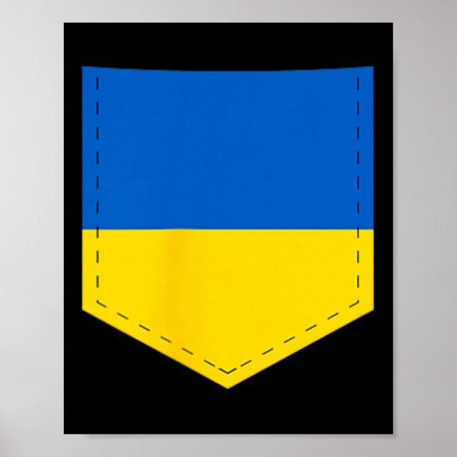 Affiche Drapeau de l'Ukraine avec poche de drapeau ukraini (Devant)