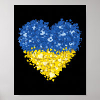 Drapeau de l'Ukraine Cœur Abstrait Hommes Femmes E