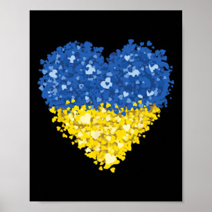 Affiche Drapeau de l'Ukraine Cœur Abstrait Hommes Femmes E