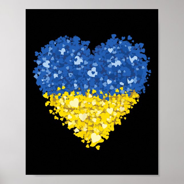 Affiche Drapeau de l'Ukraine Cœur Abstrait Hommes Femmes E (Devant)