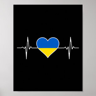 Affiche Drapeau de l'Ukraine Cœur Racines Vacances Ukraini
