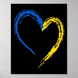 Affiche Drapeau de l'Ukraine Cœur Vintage Amoureux ukraini