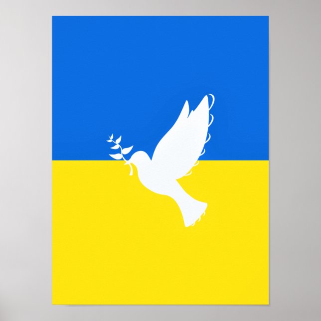 Affiche Drapeau de l'Ukraine - Colombe de la Paix - Libert (Devant)