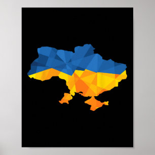 Affiche Drapeau de l'Ukraine Emblème Carte Patriote pour h
