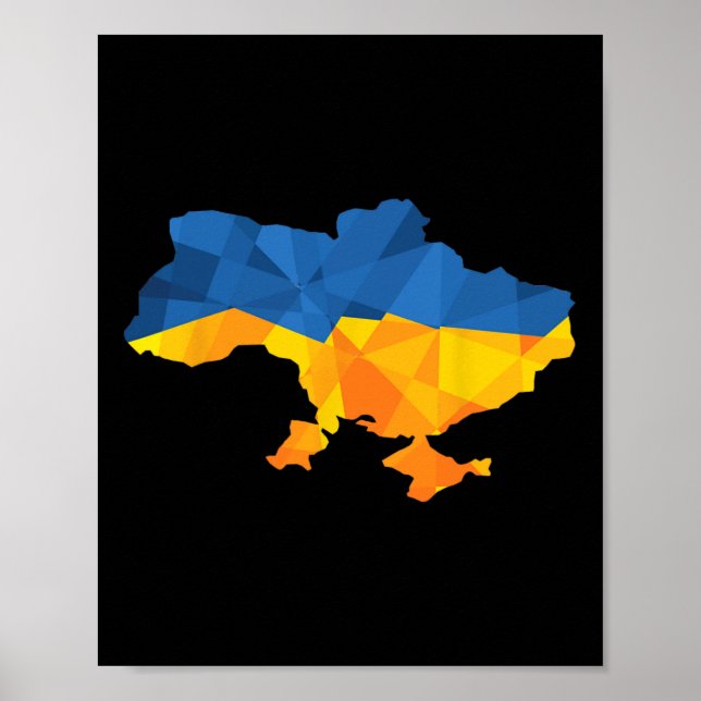 Affiche Drapeau de l'Ukraine Emblème Carte Patriote pour h (Devant)