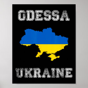 Affiche Drapeau de l'Ukraine en détresse Odessa Ukraine Ré