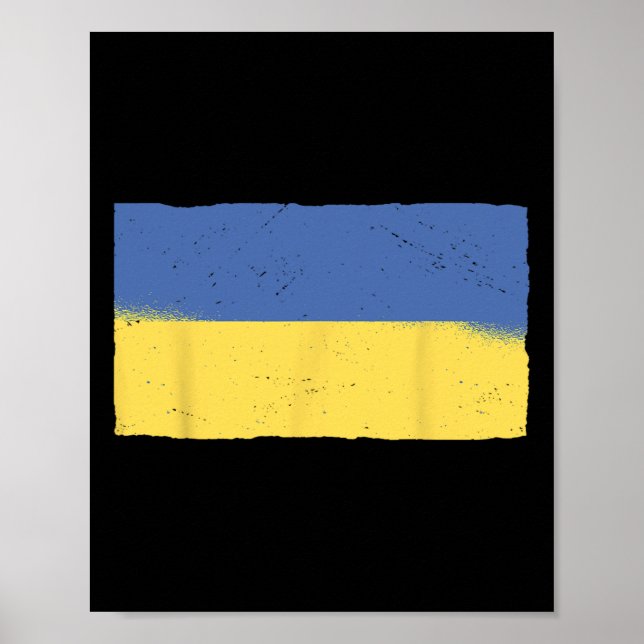 Affiche Drapeau de l'Ukraine Grunge Drapeau ukrainien Patr (Devant)
