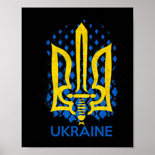 Affiche Drapeau de l'Ukraine - Je suis avec l'Ukraine Drap
