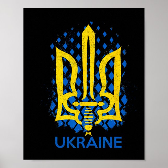 Affiche Drapeau de l'Ukraine - Je suis avec l'Ukraine Drap (Devant)