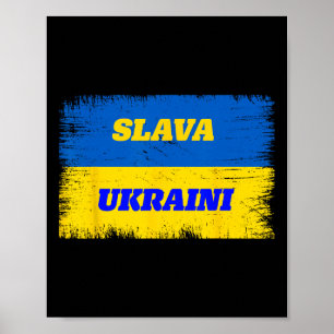 Affiche Drapeau de l'Ukraine libre Slava Ukraini Fierté uk