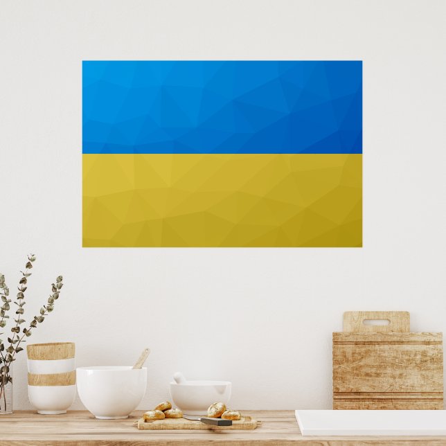 Affiche Drapeau de l'Ukraine motif géométrique en maille j (Cuisine)