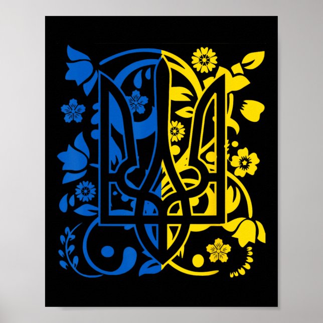 Affiche Drapeau de l'Ukraine Symbole Flore Tournesol Fiert (Devant)