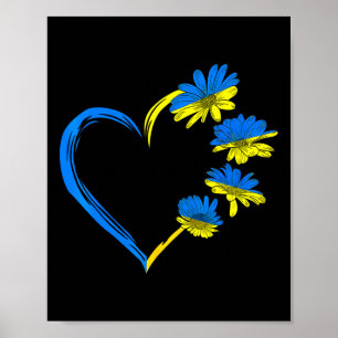 Affiche Drapeau de l'Ukraine Tournesol Vintage Amoureux Uk