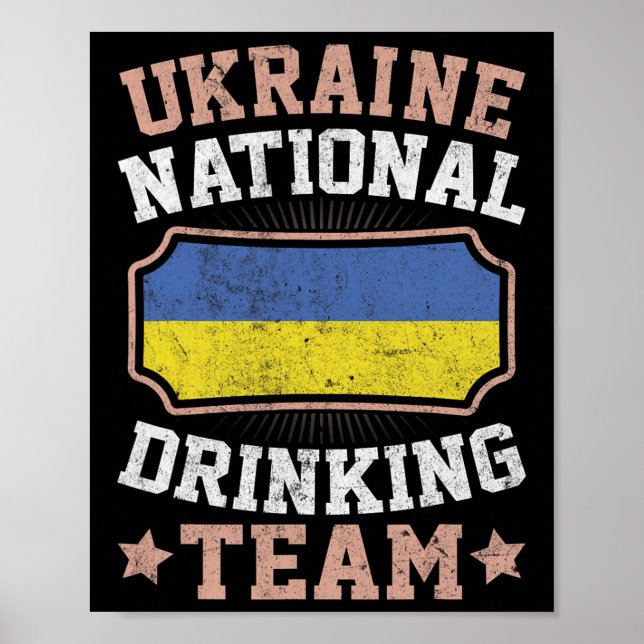 Affiche Drapeau de l'Ukraine Ukrainiens fiers Hommes et Fe (Devant)