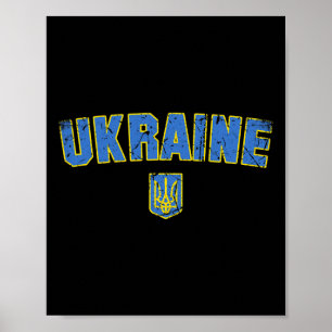Affiche Drapeau de l'Ukraine Vintage Hommes Femmes Enfants
