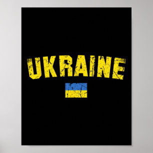 Affiche Drapeau de l'Ukraine Vintage Hommes Femmes Enfants