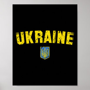 Affiche Drapeau de l'Ukraine Vintage Hommes Femmes Enfants