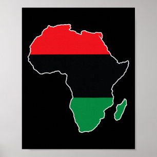 Affiche Drapeau de l'Unia panafricain Carte du continent H