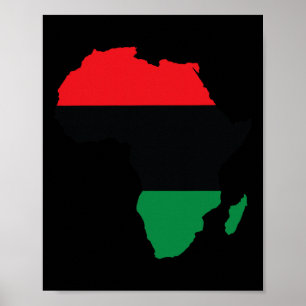 Affiche Drapeau de l'Unia panafricaine Carte du continent