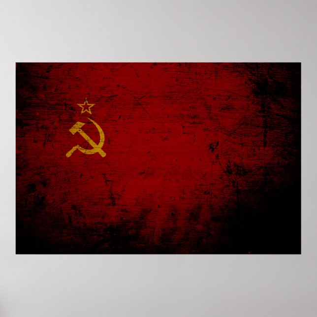 Affiche Drapeau de l'Union soviétique de Grunge Noire (Devant)