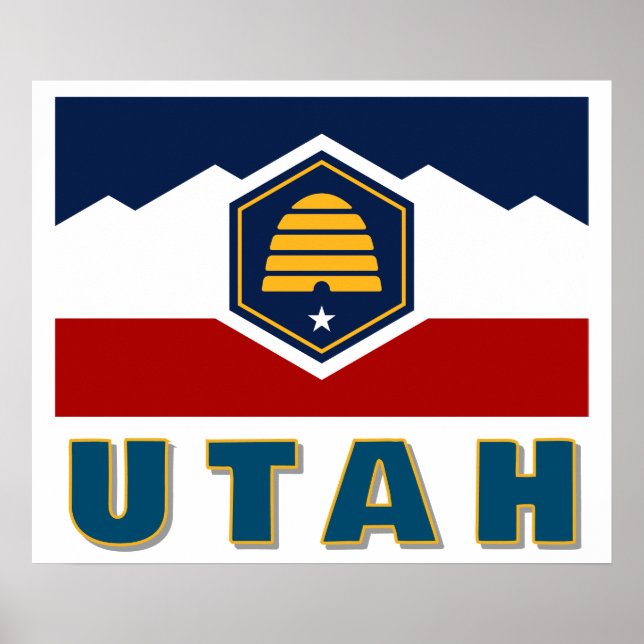 Affiche Drapeau de l'Utah (drapeau de la ruche) (Devant)