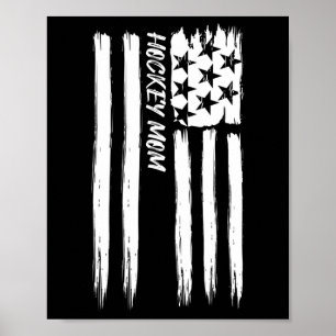 Affiche Drapeau de mère de hockey sportif patriotique amér