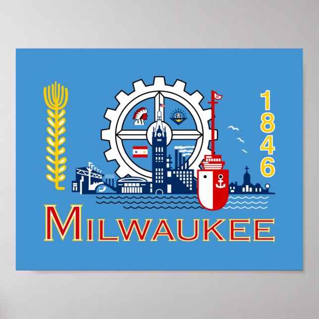 Affiche Drapeau de Milwaukee, Wisconsin (Devant)