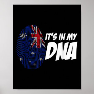 Affiche Drapeau de Nouvelle-Zélande Cadeau d'empreinte dig