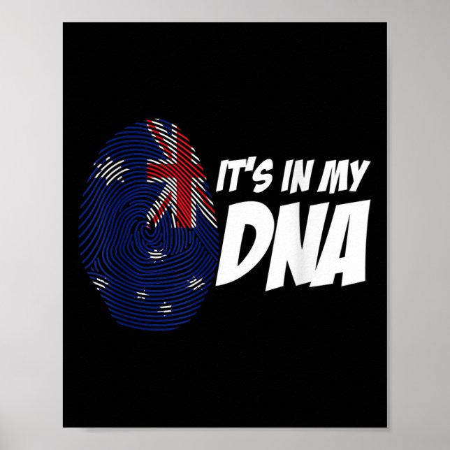 Affiche Drapeau de Nouvelle-Zélande Cadeau d'empreinte dig (Devant)