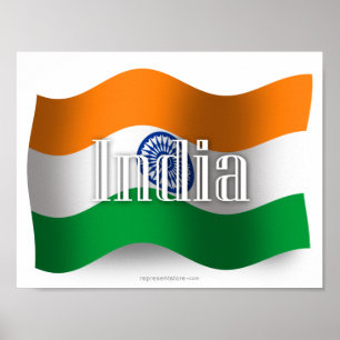Affiche Drapeau de ondulation de l'Inde
