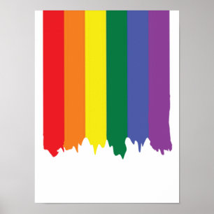 Affiche Drapeau de peinture arc-en-ciel gay pride
