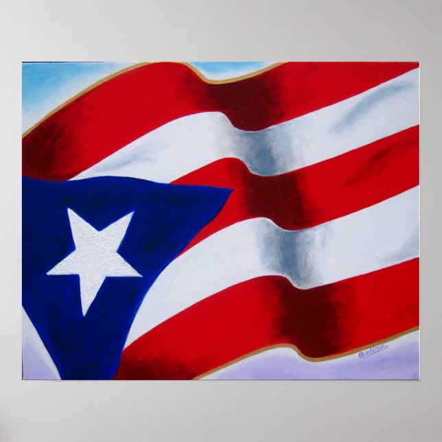 Affiche Drapeau de Porto Rico (Devant)