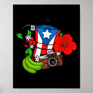 Affiche Drapeau de Porto Rico Grenouille florale Boricua F