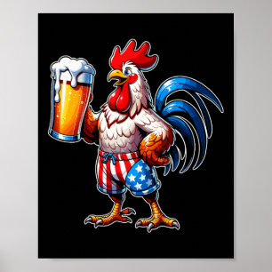 Affiche Drapeau de poulets 4 juillet Patrioti